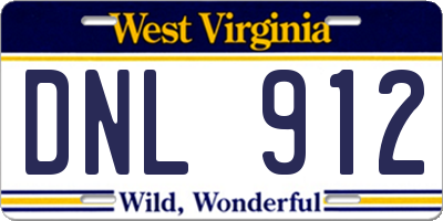 WV license plate DNL912