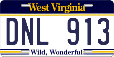 WV license plate DNL913