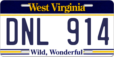 WV license plate DNL914