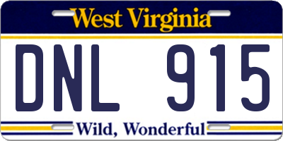 WV license plate DNL915