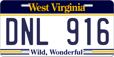 WV license plate DNL916