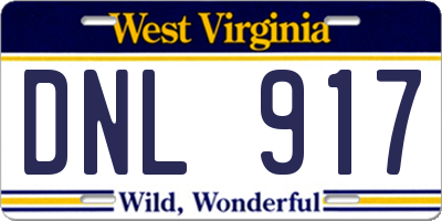 WV license plate DNL917