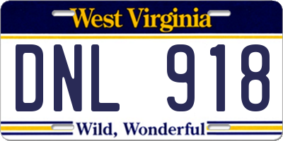 WV license plate DNL918
