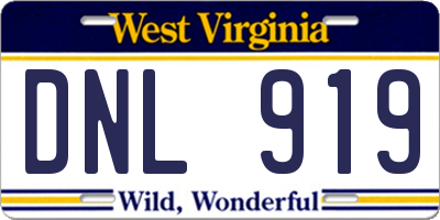 WV license plate DNL919