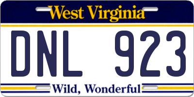WV license plate DNL923