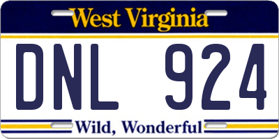 WV license plate DNL924