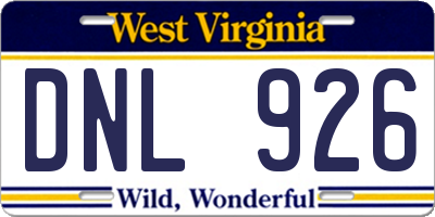 WV license plate DNL926