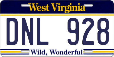 WV license plate DNL928