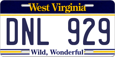 WV license plate DNL929