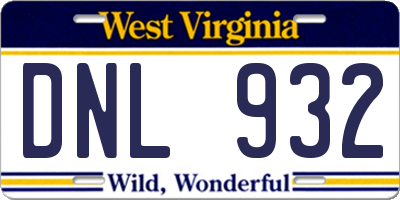 WV license plate DNL932
