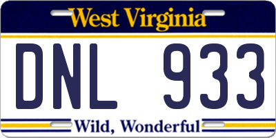 WV license plate DNL933
