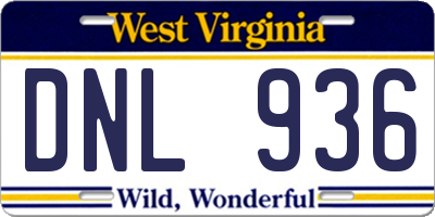 WV license plate DNL936