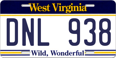 WV license plate DNL938