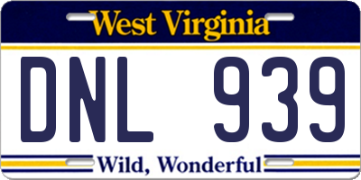 WV license plate DNL939