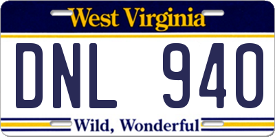 WV license plate DNL940