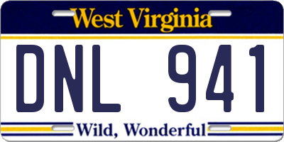 WV license plate DNL941