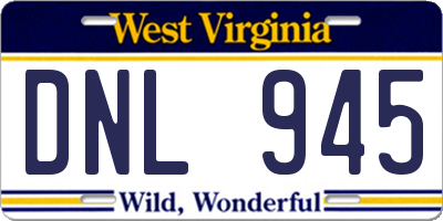 WV license plate DNL945
