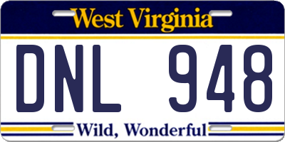 WV license plate DNL948