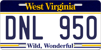 WV license plate DNL950
