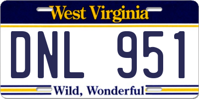 WV license plate DNL951
