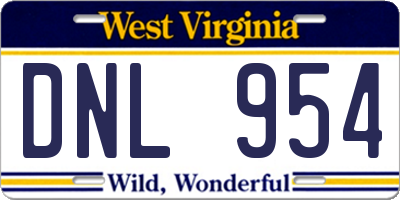 WV license plate DNL954