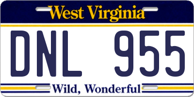 WV license plate DNL955