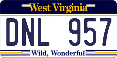 WV license plate DNL957
