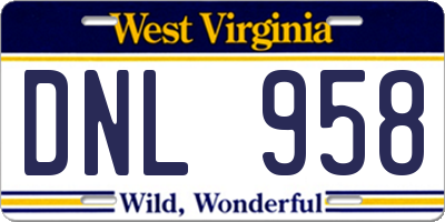 WV license plate DNL958