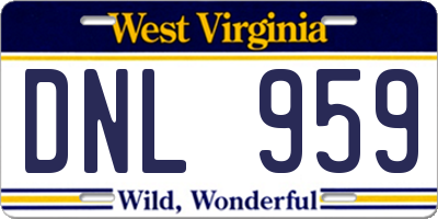 WV license plate DNL959