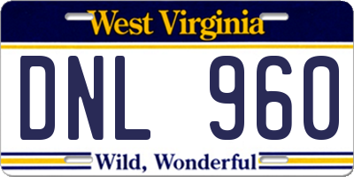 WV license plate DNL960