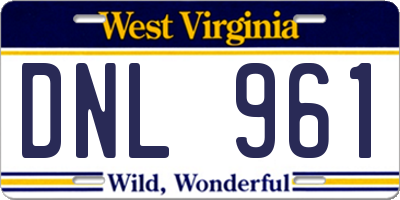 WV license plate DNL961