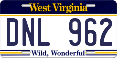 WV license plate DNL962