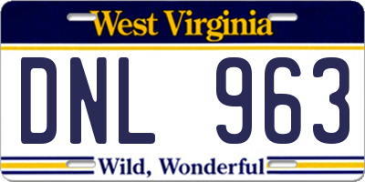 WV license plate DNL963