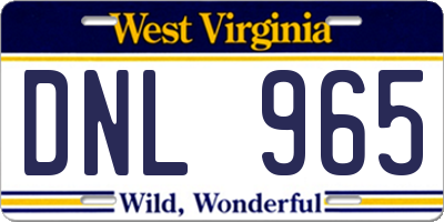 WV license plate DNL965