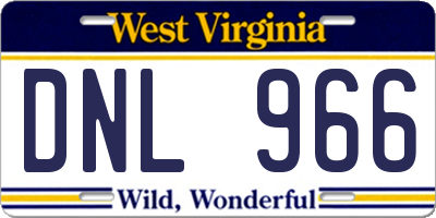 WV license plate DNL966