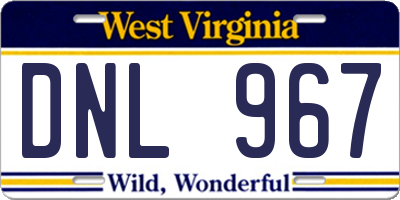 WV license plate DNL967