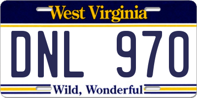 WV license plate DNL970