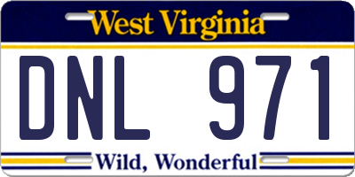 WV license plate DNL971