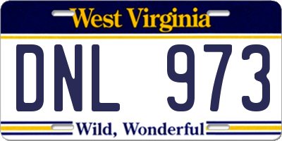 WV license plate DNL973
