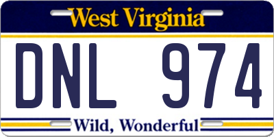 WV license plate DNL974