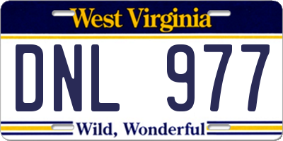 WV license plate DNL977