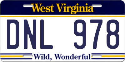 WV license plate DNL978