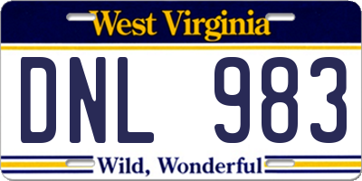 WV license plate DNL983