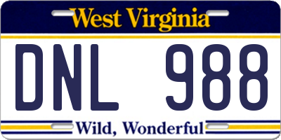 WV license plate DNL988