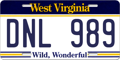WV license plate DNL989
