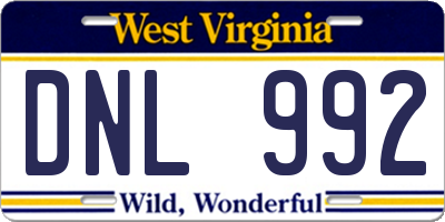 WV license plate DNL992