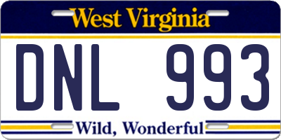 WV license plate DNL993
