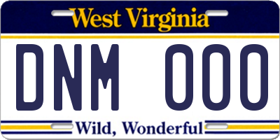 WV license plate DNM000