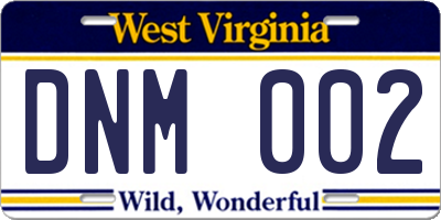 WV license plate DNM002