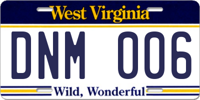 WV license plate DNM006